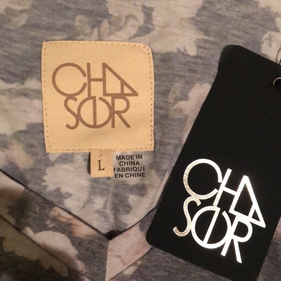 Chasor front tie pullover top, gray, large - Picture 5 of 6